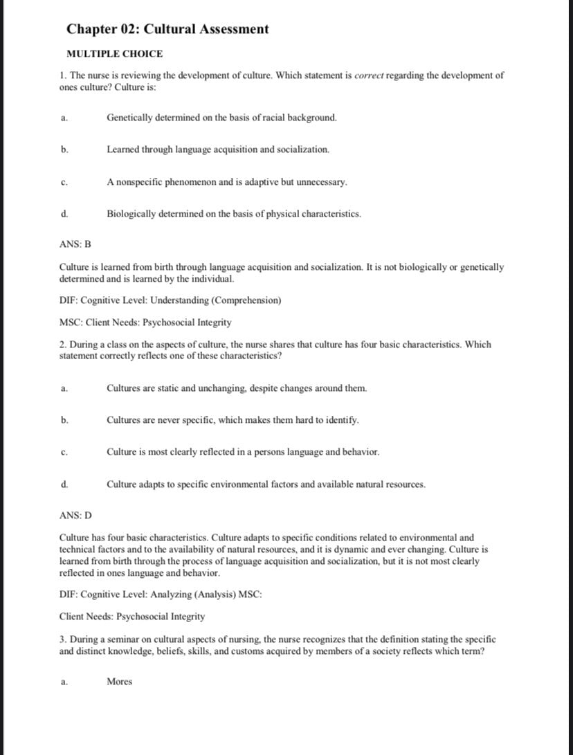 Test Bank for Physical Examination and Health Assessment – 8th Edition (Jarvis)