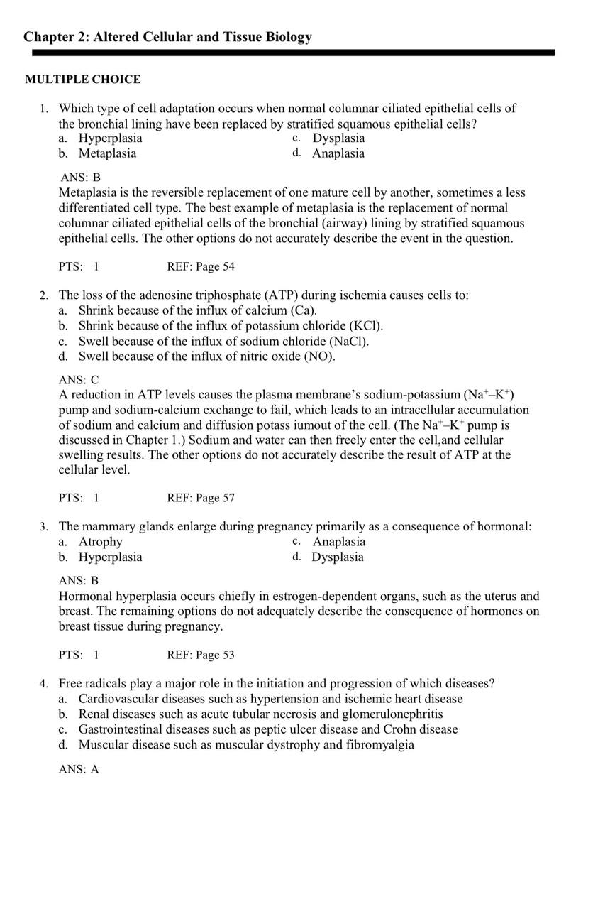 Test Bank for Pathophysiology: The Biologic Basis for Disease in Adults and Children – 9th Edition (McCance & Huether)