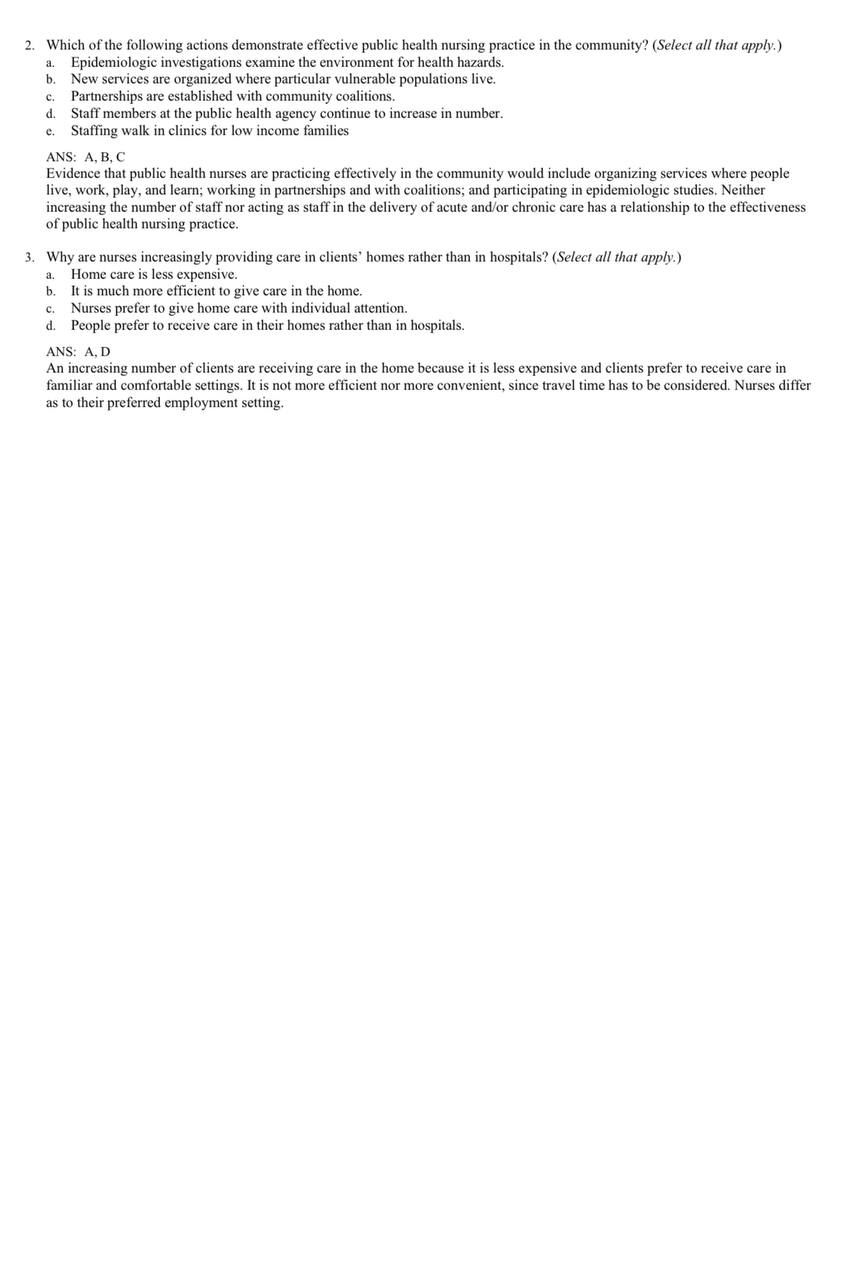 Foundations for Population Health in Community/Public Health Nursing – Test Bank (6th Edition, Stanhope & Lancaster)