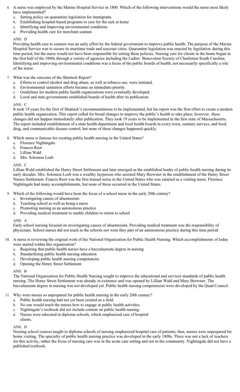 Foundations for Population Health in Community/Public Health Nursing – Test Bank (6th Edition, Stanhope & Lancaster)