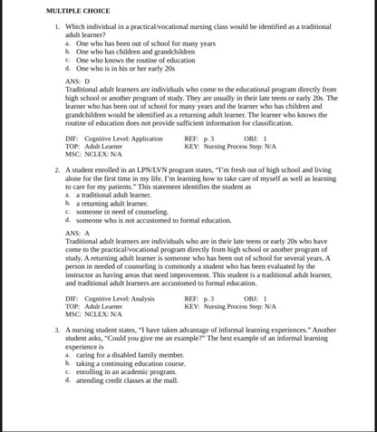 Test Bank for Success in Practical/Vocational Nursing – 8th Edition (Knecht)