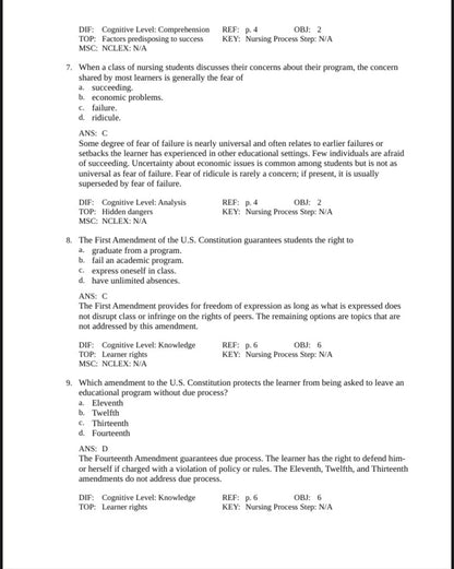 Test Bank for Success in Practical/Vocational Nursing – 8th Edition (Knecht)