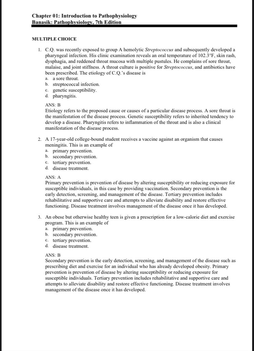Test Bank for Pathophysiology – 7th Edition (Banasik)