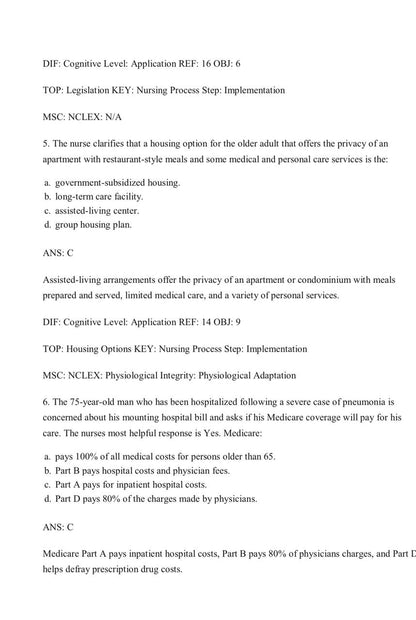 Gerontological Nursing – Test Bank (10th Edition, Eliopoulos)