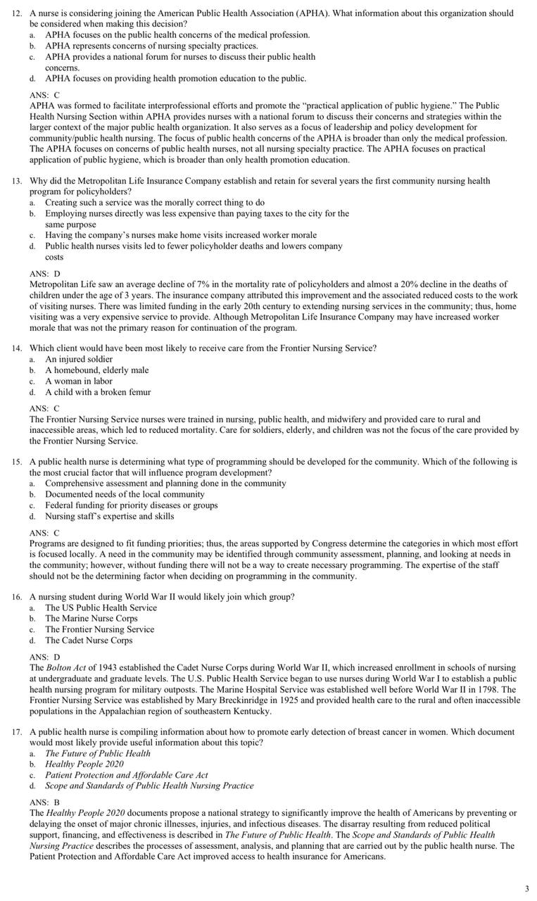 Foundations for Population Health in Community/Public Health Nursing – Test Bank (6th Edition, Stanhope & Lancaster)